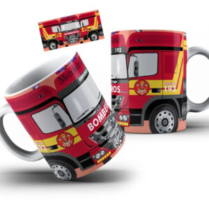 Caneca Caminhão de Bombeiros Personalizada com Nome na Placa