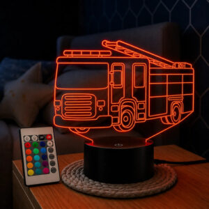 Luminária LED 3D Bombeiro – Abajur 16 Cores com Controle